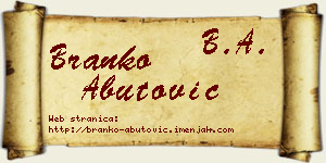 Branko Abutović vizit kartica